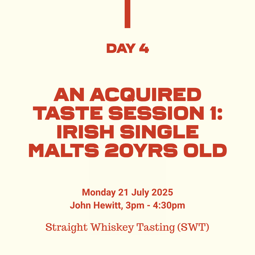 Belfast Whiskey Week Day 4 event: An Acquired Taste Irish single malt whiskey tasting, 20+ years old, John Hewitt Belfast