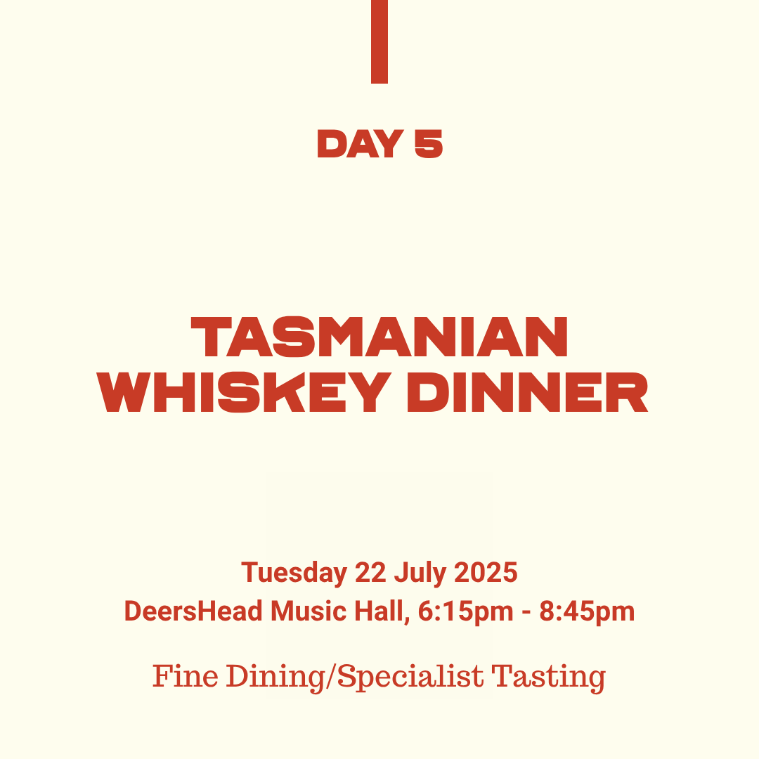 Belfast Whiskey Week Day 5 Tasmanian Whiskey Dinner fine dining tasting at DeersHead Music Hall, 22 July 2025