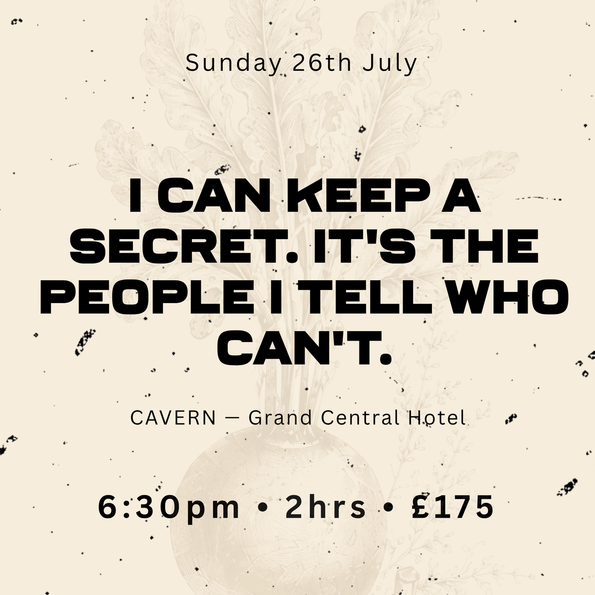 Cavern, Grand Central Hotel — I Can Keep A Secret | BIA Fest, Belfast Whiskey Week