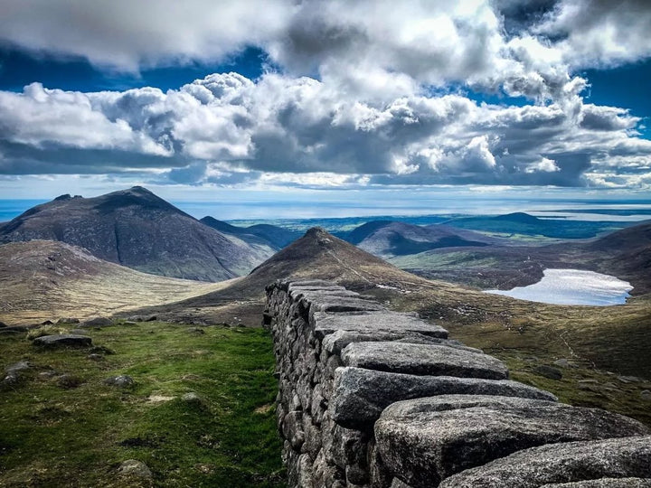 The Mourne Wall and mountain peaks above Carlingford Lough, near Killowen Distillery