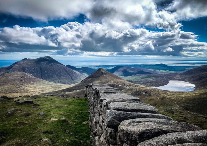 The Mourne Wall and mountain peaks above Carlingford Lough, near Killowen Distillery